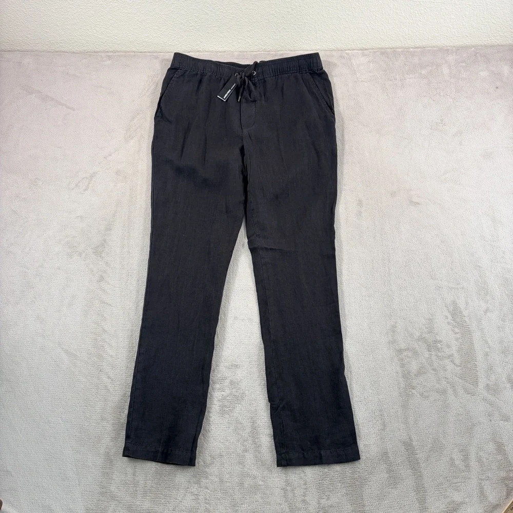 JAMES PERSE Lightweight 100% Linen Pants in Black Men Small Fits 34x31 NWT $295